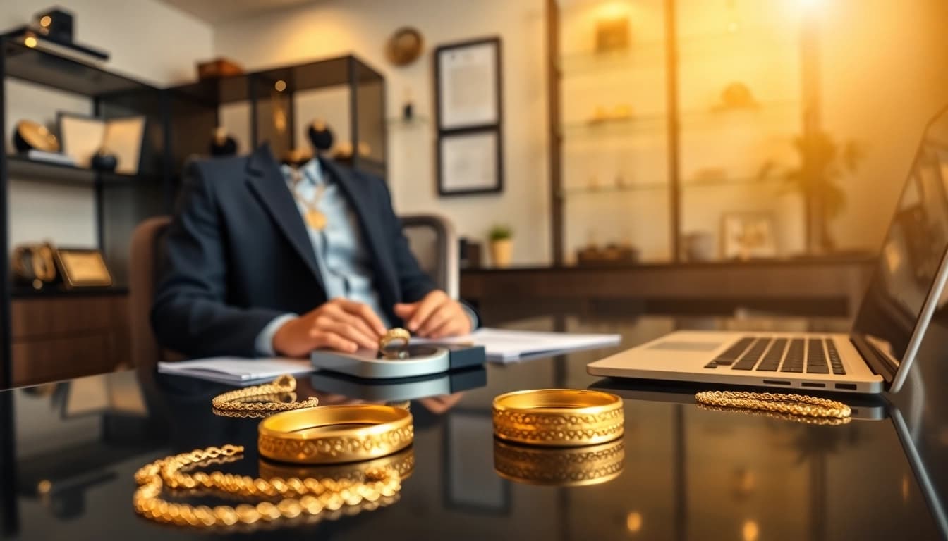 Vendi il tuo oro a distanza attraverso un esperto gioielliere nel suo ufficio elegante.