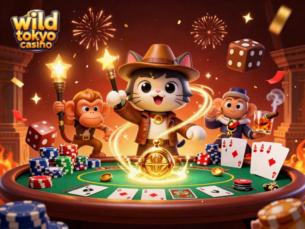 Experience the thrill of wild tokyo casino with vibrant gaming energy and dynamic characters in action.