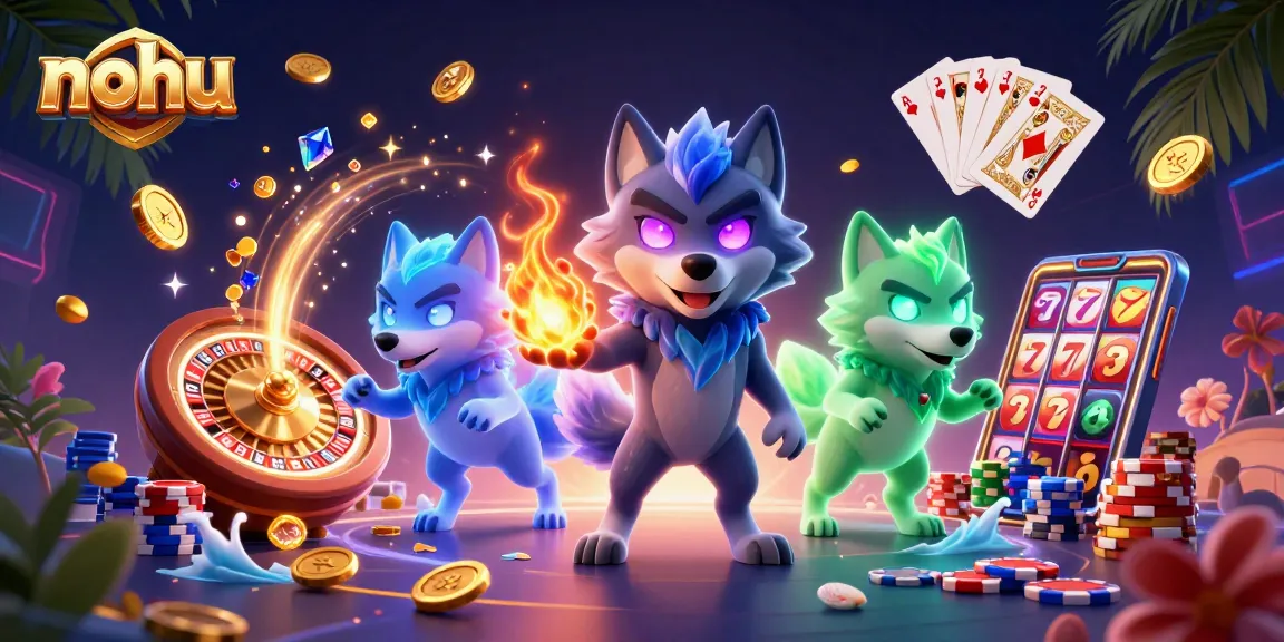 Nohu wins with vibrant gameplay elements and thrilling casino action in this immersive illustration