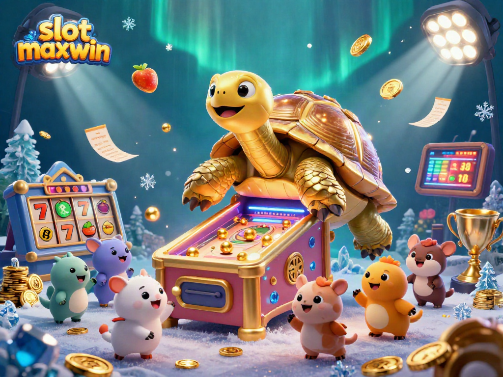 Engage with slot maxwin excitement through a vibrant 3D illustration featuring a colossal tortoise machine.