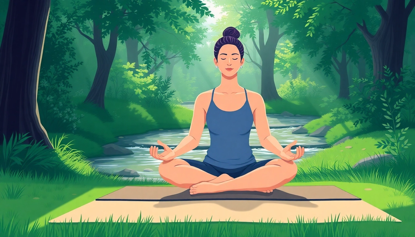 Practicing mindfulness to alleviate stress and anxiety in a serene outdoor setting.