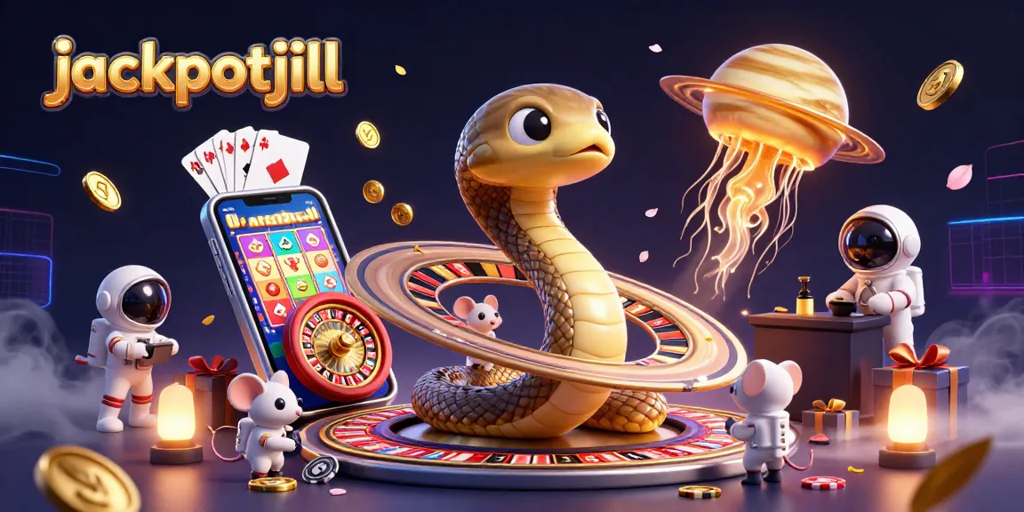 Spin and win with jackpotjill in a cosmic casino featuring interactive elements and vibrant colors.