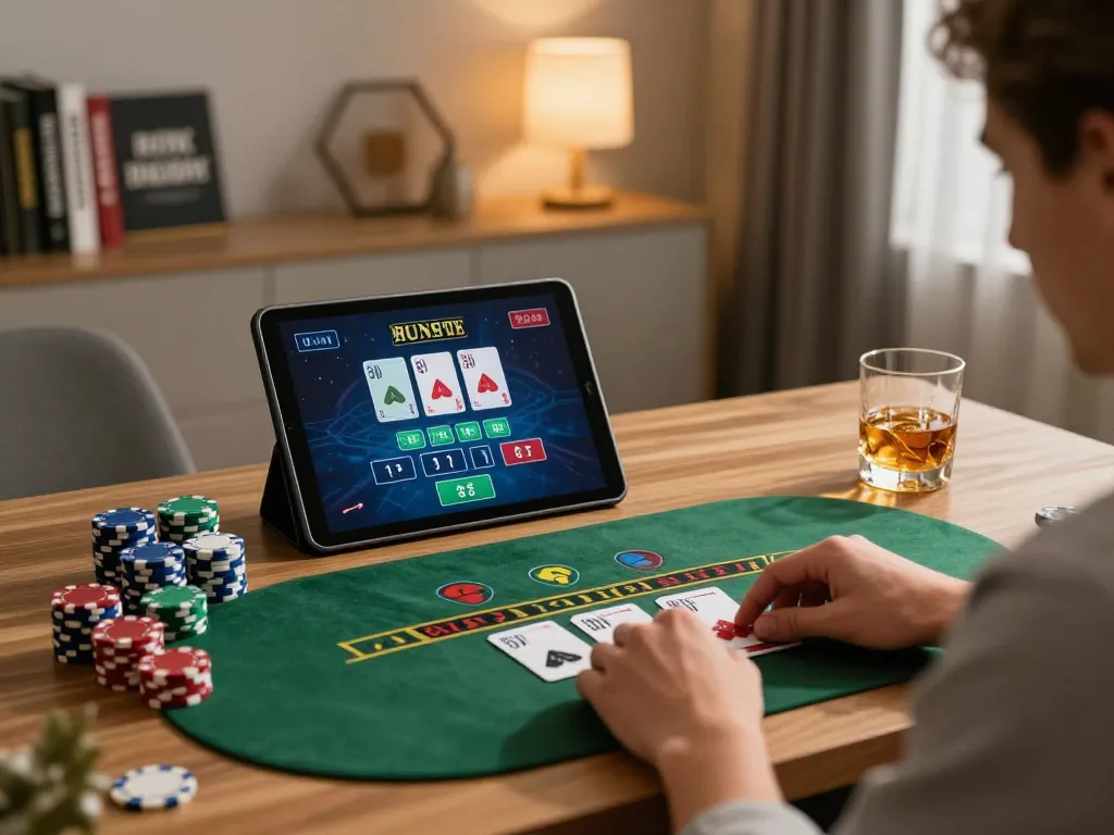 Player strategizing on Five88 blackjack game, highlights engaging online gaming atmosphere.