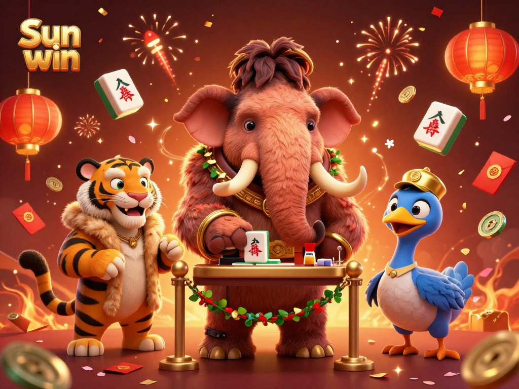 Experience the excitement of Sun win with vibrant casino characters celebrating in style.