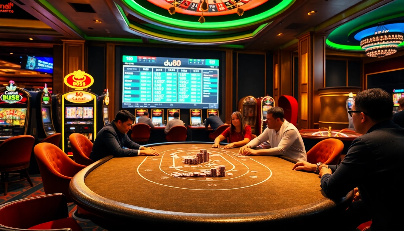 Gambling excitement at du 88 with a luxurious poker table, chips, and cards.