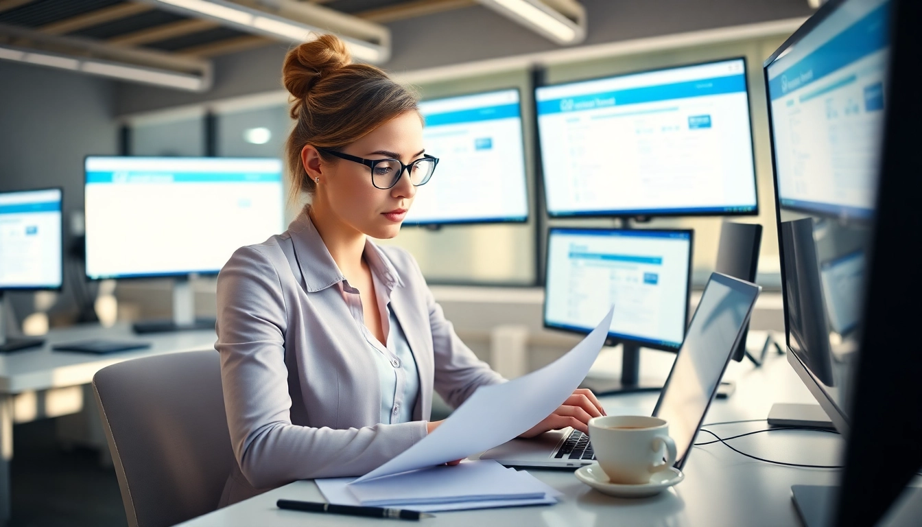 Streamlined eta application uk process showcased by a professional woman at her desk.
