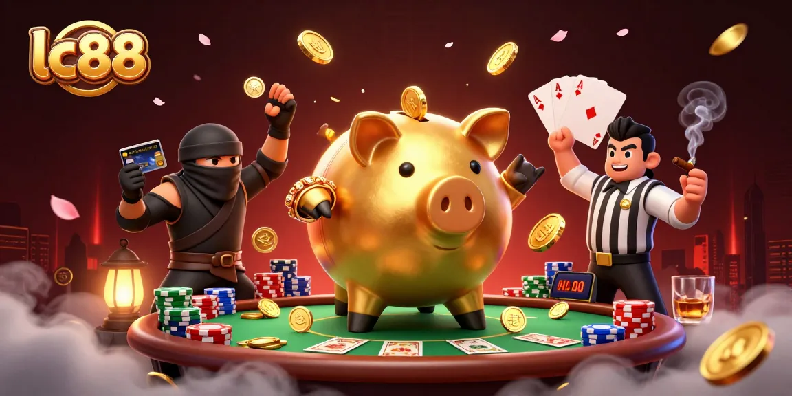 Experience thrilling gaming at lc88, where dynamic characters engage in poker amidst vibrant casino action.
