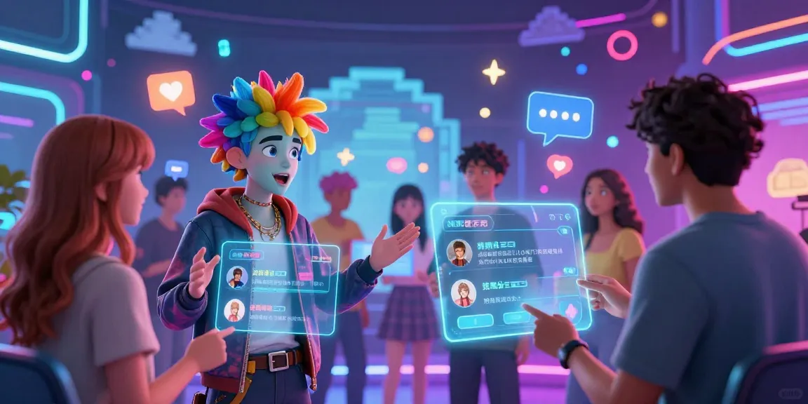 Engaging AI hentai chat scene with diverse animated characters in a vibrant digital environment, showcasing interactive conversations and roleplay options.