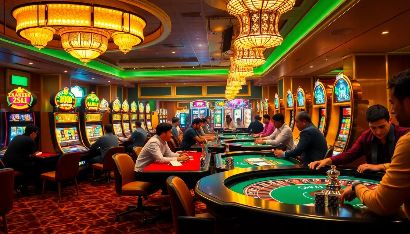 Exciting gambling scene highlighting debet transactions at luxurious casino tables.