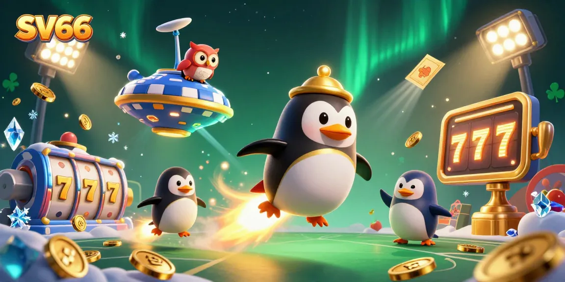 Experience SV66's exciting slots with a dynamic and vibrant 3D casino illustration.