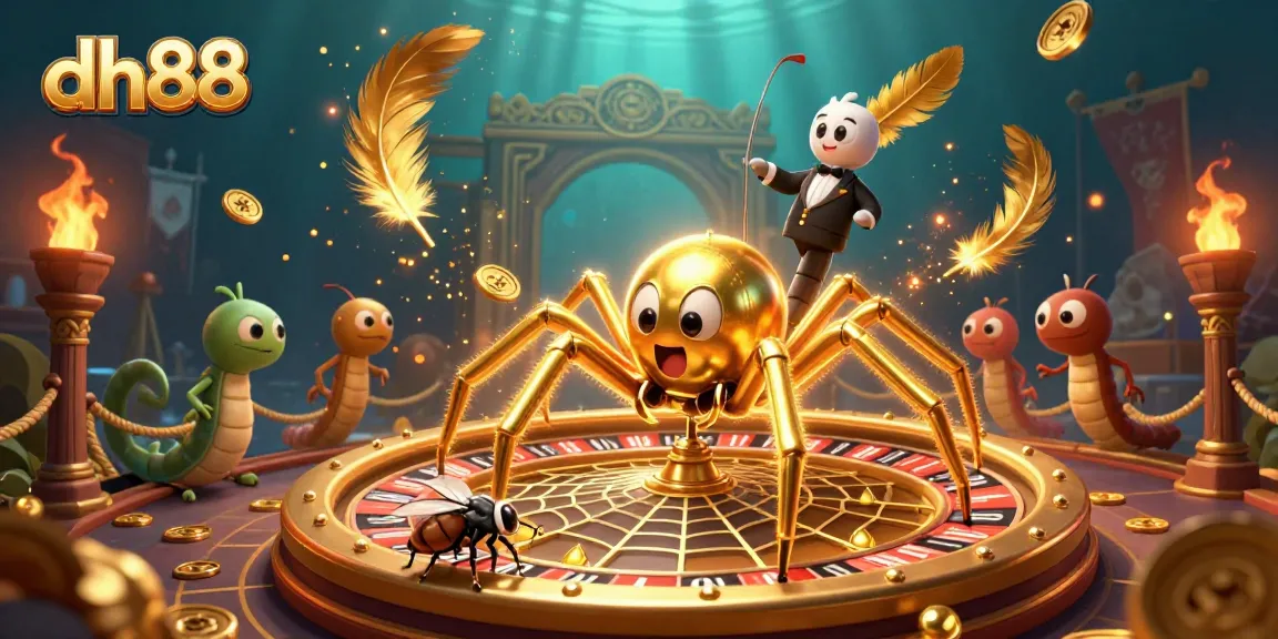 Betting at DH88: A nervous fly places bets near a roulette-shaped web