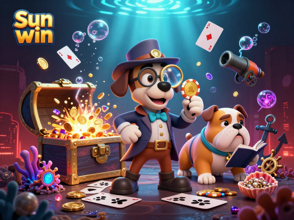 Engage with Sun win in vibrant casino narrative featuring detective characters and treasure clues.