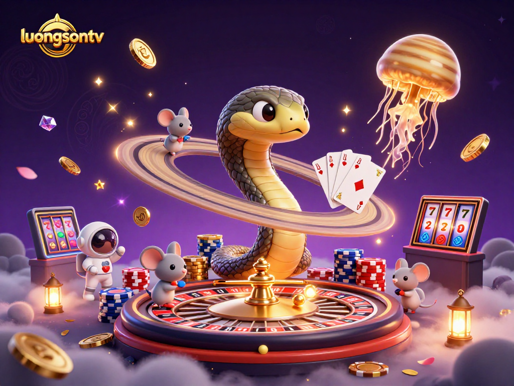 Experience the excitement of luongsontv with astronaut mice betting in a cosmic casino scene.