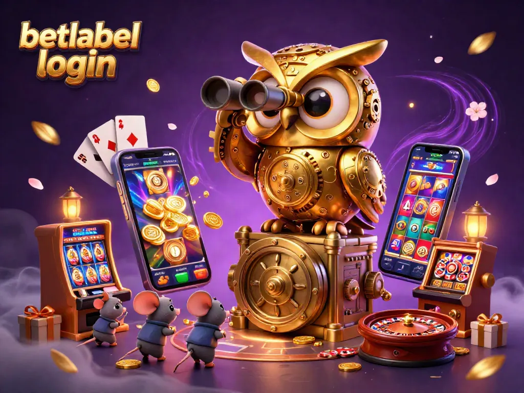 Experience the thrill of BetLabel login with golden coins and vibrant casino elements in a rich scene.