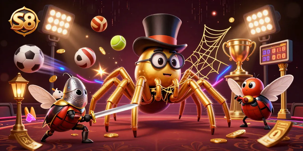 S8 casino showcases action-packed gaming with golden elements and vibrant sprites.