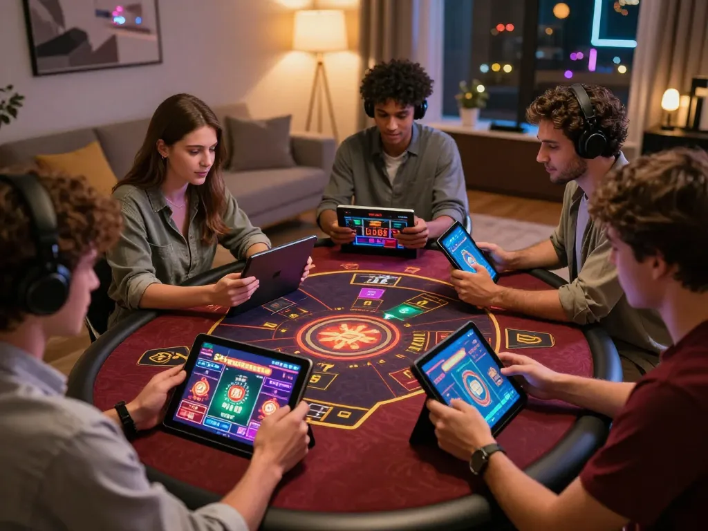 Engaged players using Lu88 mobile app for strategic betting in a cozy home setting.