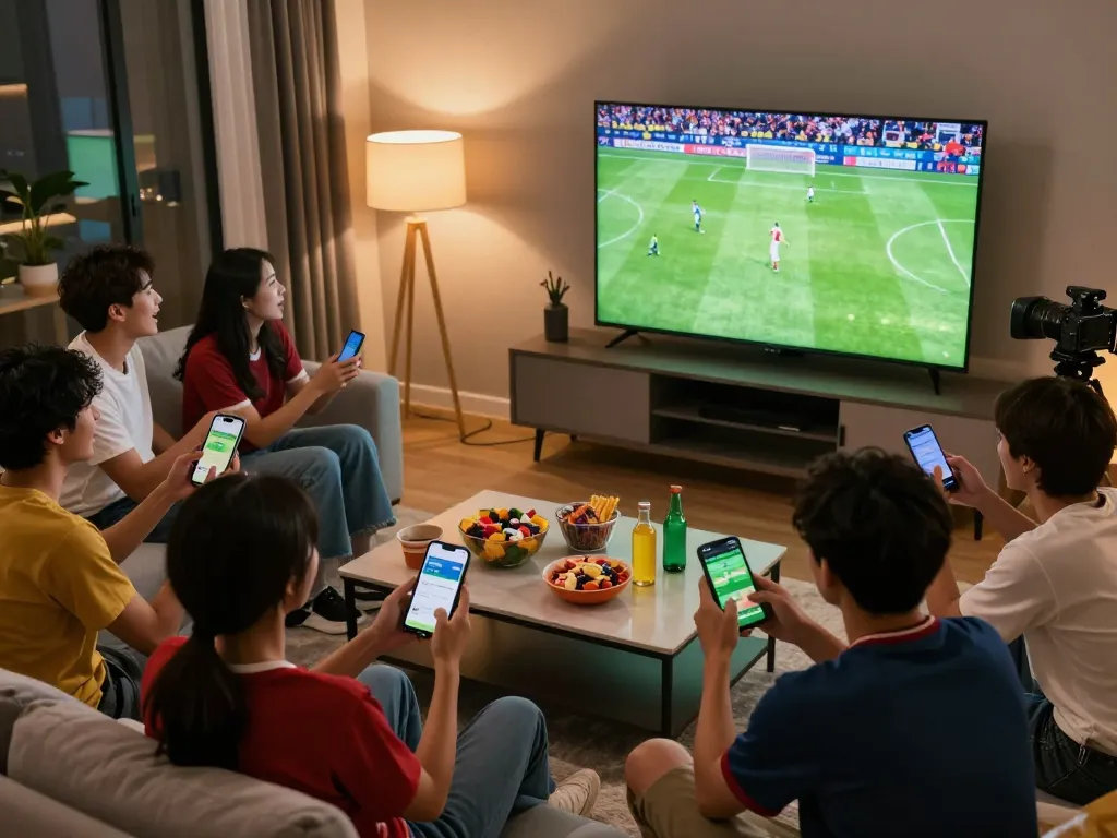 Socolive trực tiếp bóng đá experience in an engaging home setting with friends celebrating a live match.