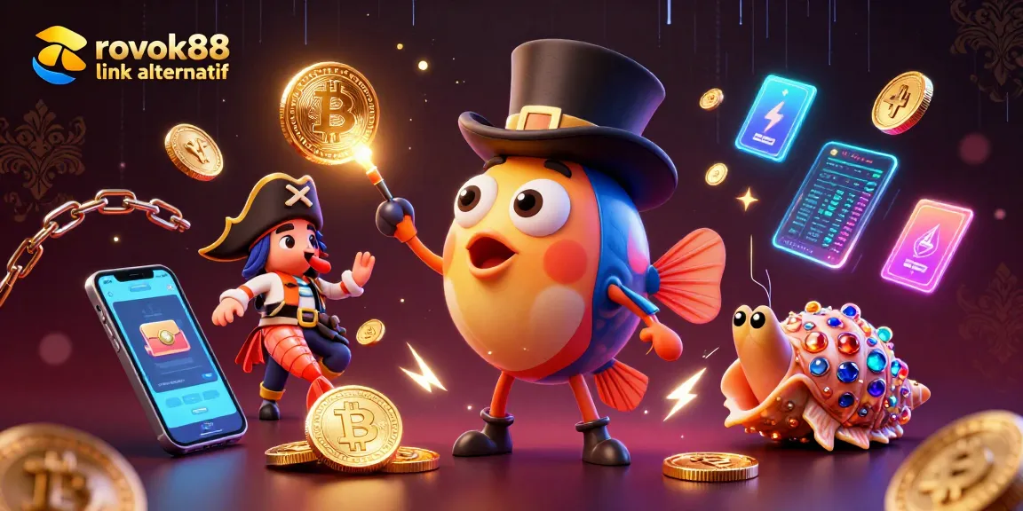 Catch golden coins with rokok88 link alternatif in a vibrant, dynamic underwater casino scene.