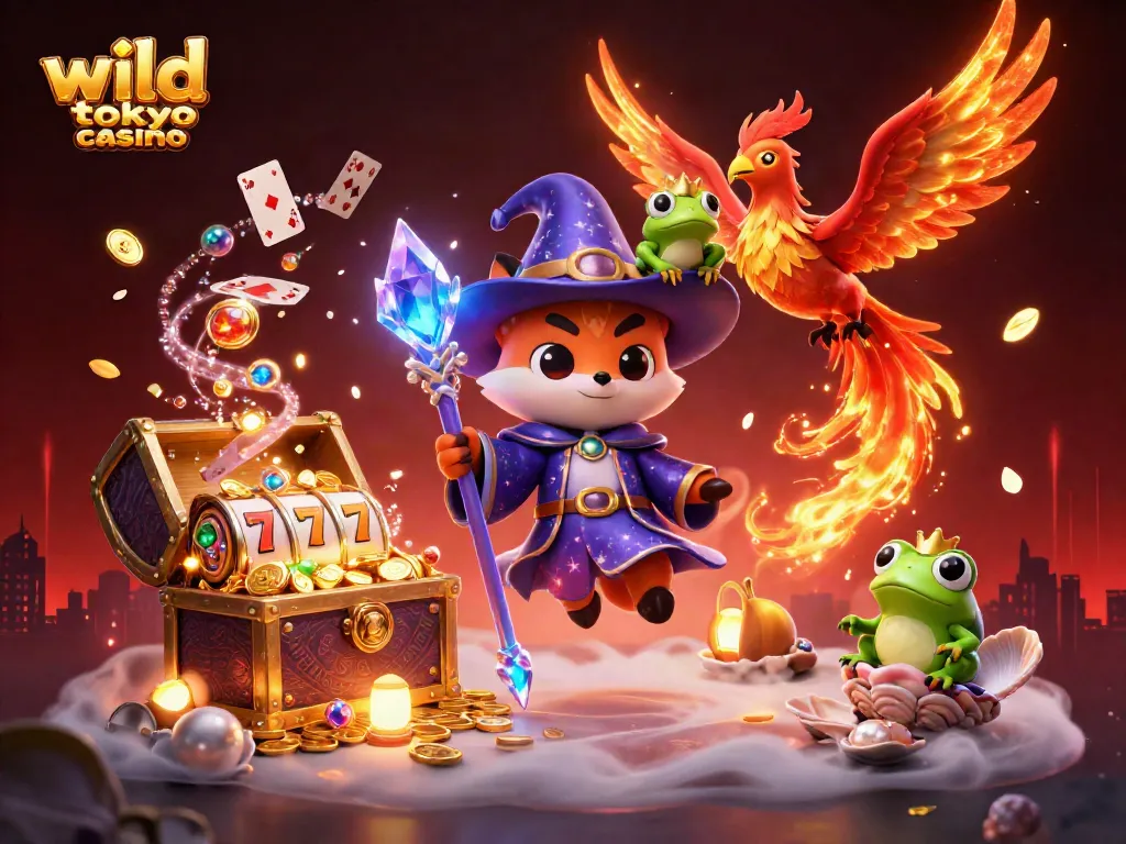 Experience thrilling gameplay at wild tokyo casino with charming characters amidst vibrant games and treasures.