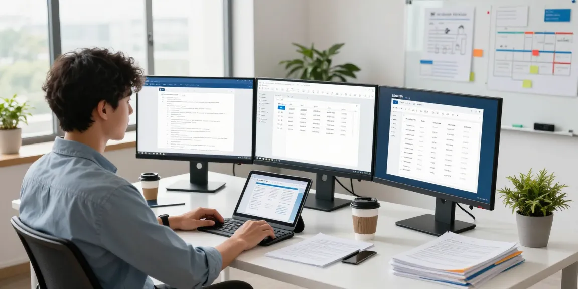 WPS Download tools enhancing productivity in a modern workspace with multi-monitor setup.