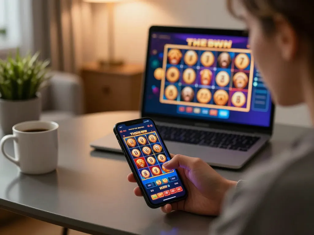 Player engaging with F8BET mobile app showcasing exciting slot game interface
