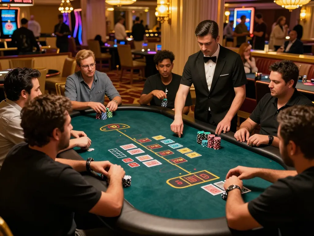 Players engage in an intense blackjack game at lc88 casino, showcasing chips and cards in a luxurious setting