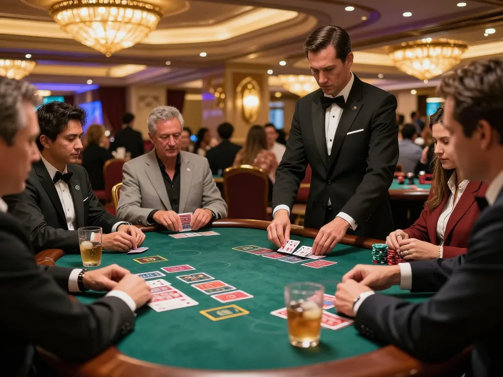 Player engaged in blackjack at 98win vin casino table, showcasing strategic gameplay and vibrant atmosphere.