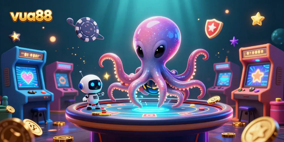 Engage with exciting poker gameplay at vua88 featuring vibrant alien elements and dynamic casino visuals.