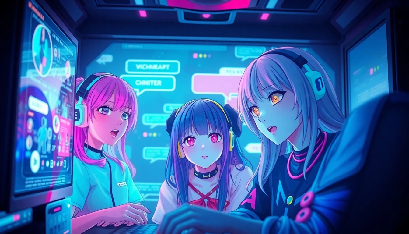 Engaging scene of hentai AI chat with vibrant anime characters.