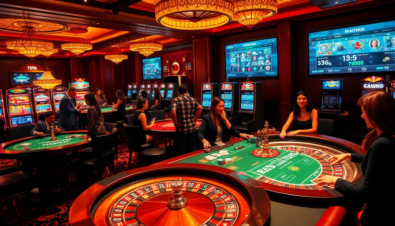 Experience the excitement of betting at the website 789f with vibrant casino tables and players.