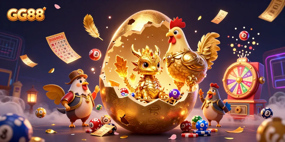GG88 promotes excitement by showcasing a golden dragon on poker chips amidst a vibrant casino backdrop.