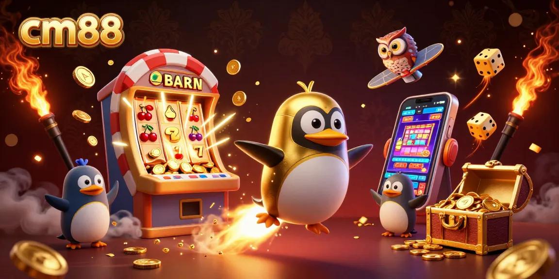 Engage in thrilling casino action with cm88 as the golden penguin rockets towards a jackpot explosion.